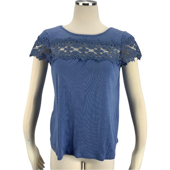 Lauren Conrad LC Blue Lace XS Blouse Romantic Deli - Picture 1 of 7
